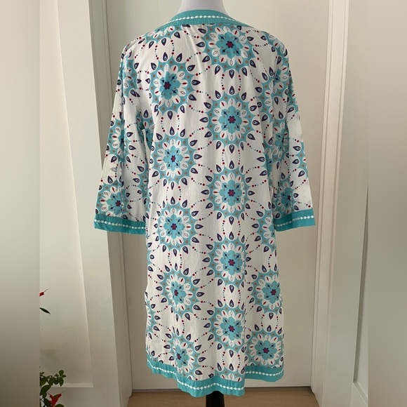 LA LINGERIE Tunic Nightgown 3/4 Sleeve 100% Cotton Mandala Pattern Embroidery - Picture 9 of 13